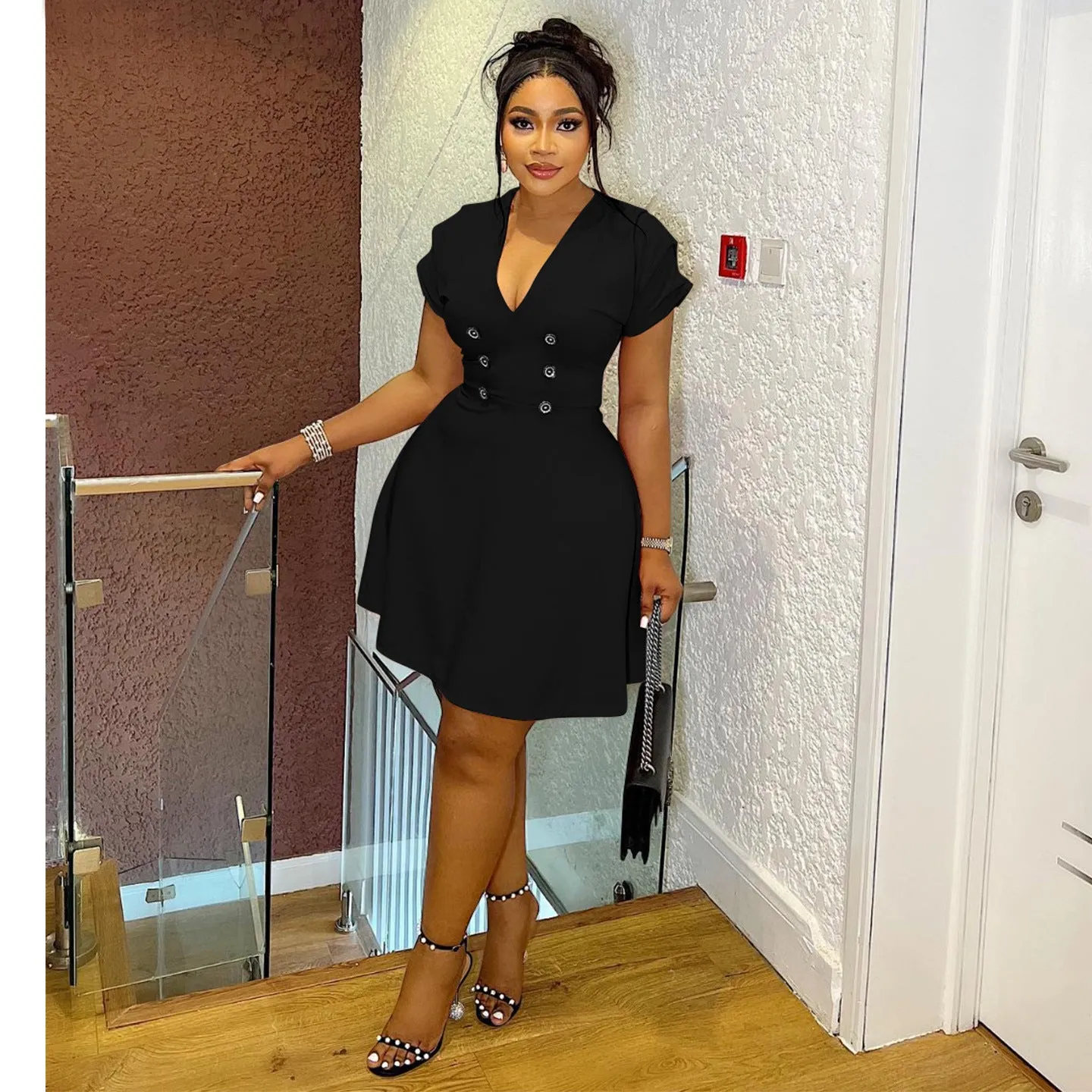 Timeless Double-Breasted Plus-Size Fit-and-Flare Dress