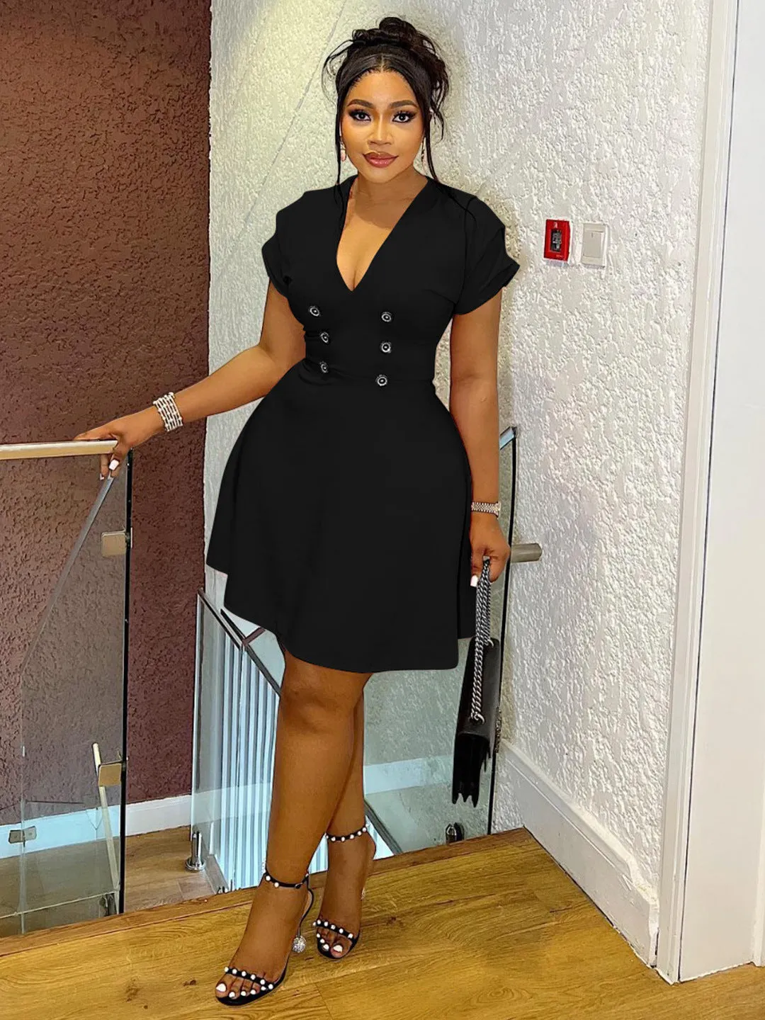 Timeless Double-Breasted Plus-Size Fit-and-Flare Dress