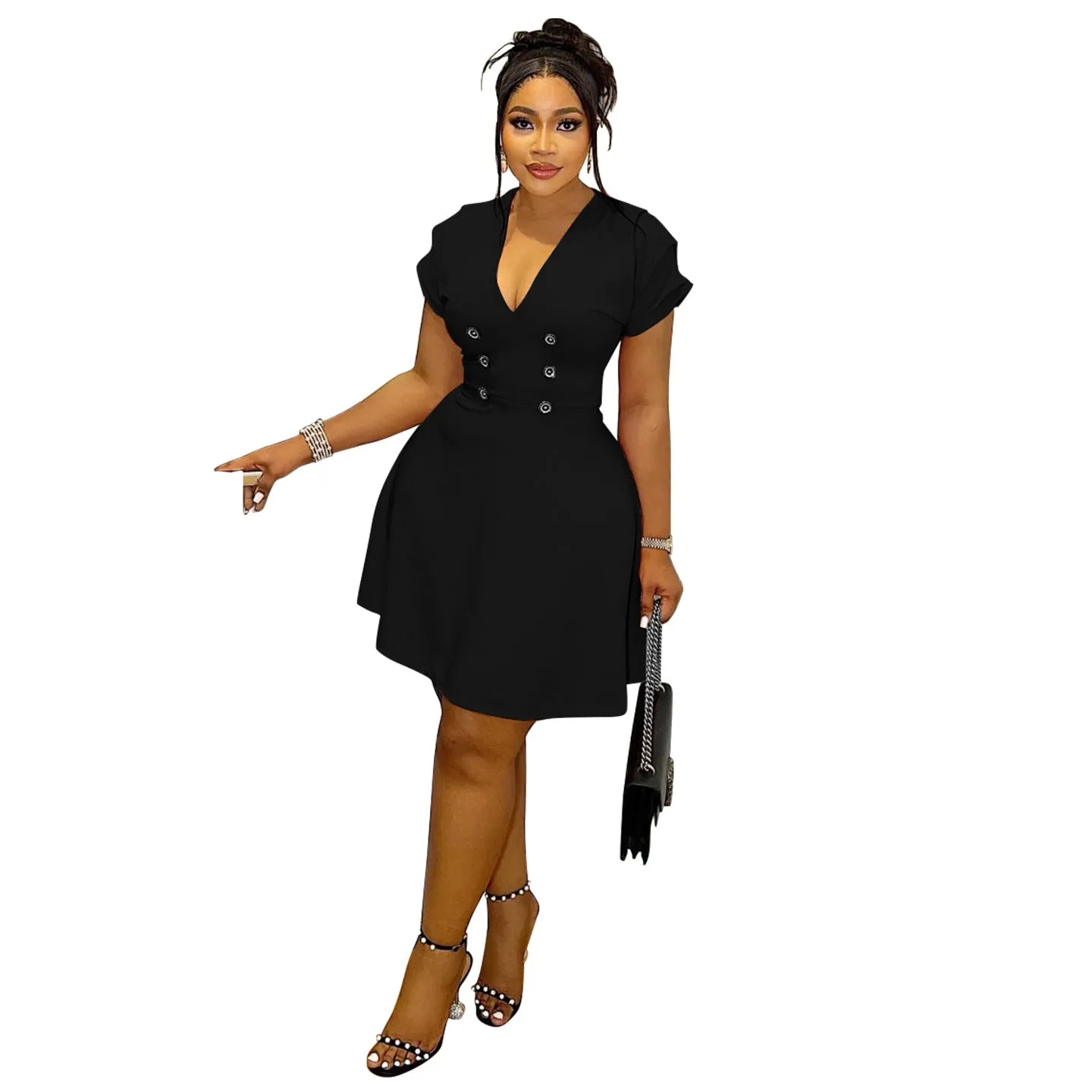 Timeless Double-Breasted Plus-Size Fit-and-Flare Dress