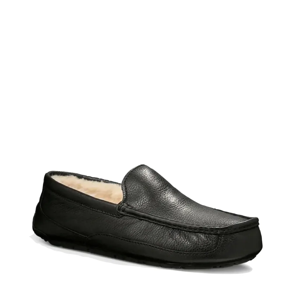 UGG Ascot Leather Moccasin Slipper (Black)