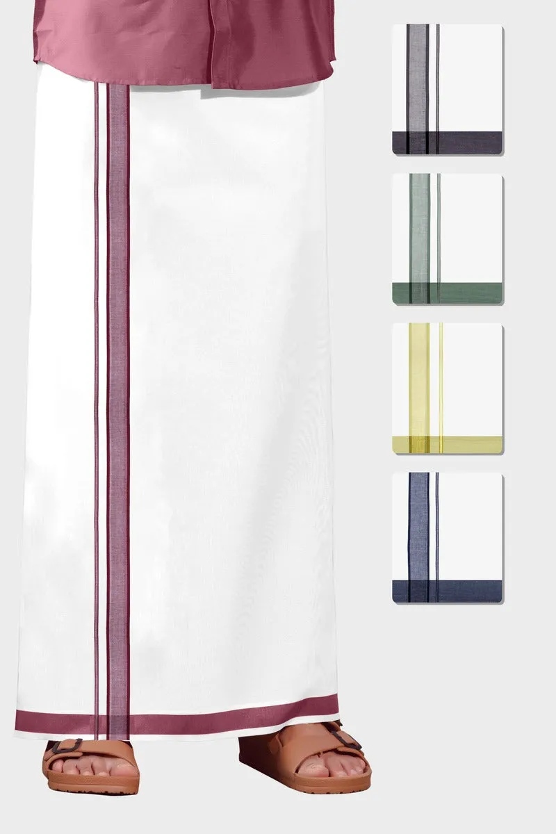 Unique Navya - Lime Green Smooth Cotton Double Layered Dhoti With Fancy Borders | Uathayam