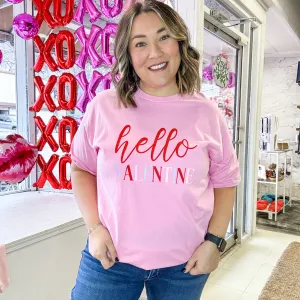 Valentine's Day Tee | Hello Valentine Dark Pink