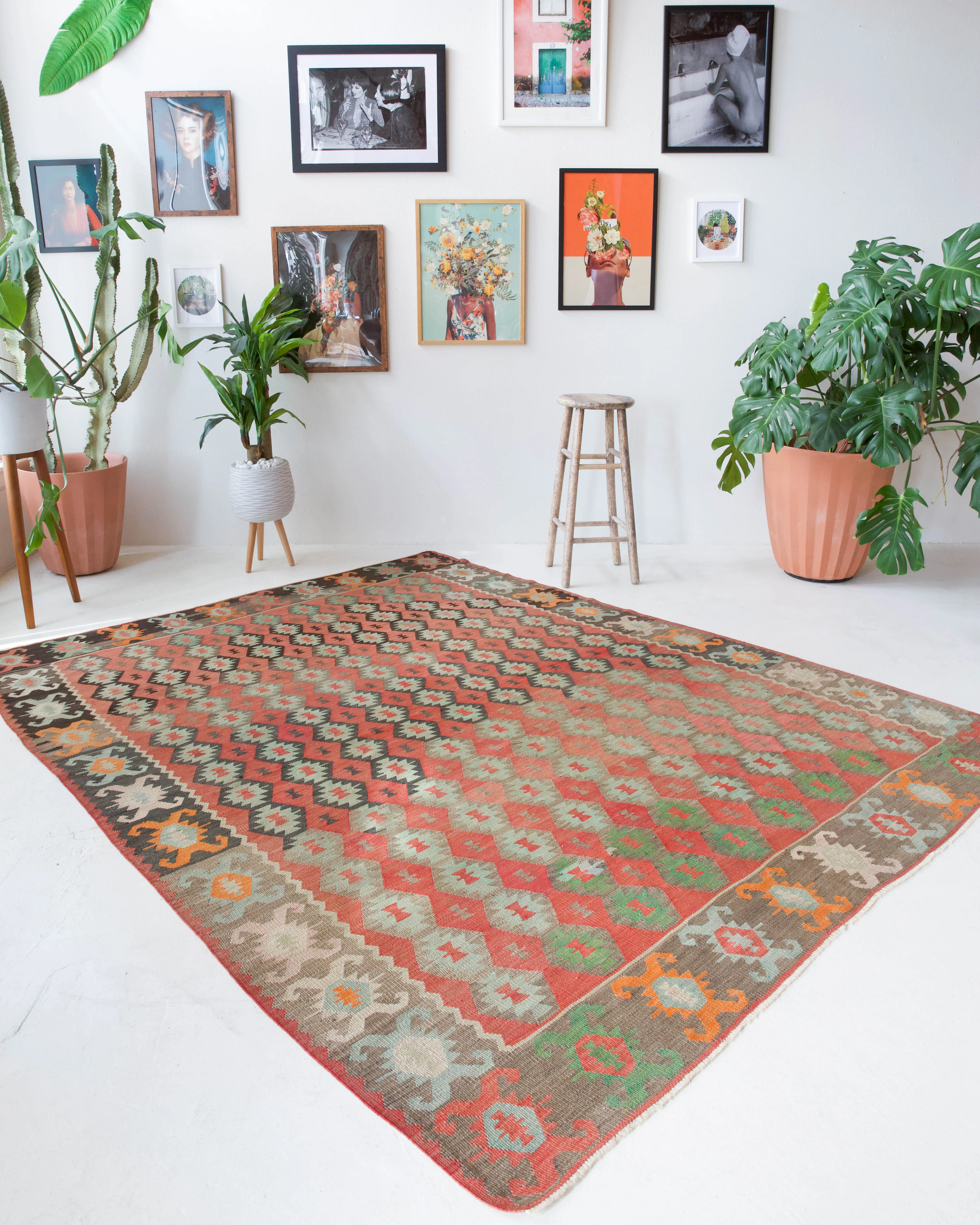 Vintage Edirne Kilim Rug 7'x9'2"