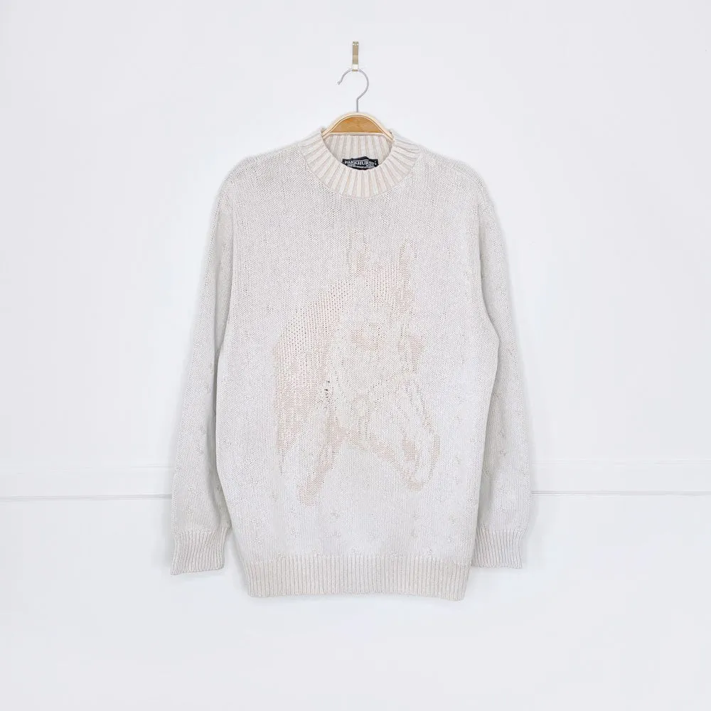 vintage parkhurst minimal horse knit cotton sweater