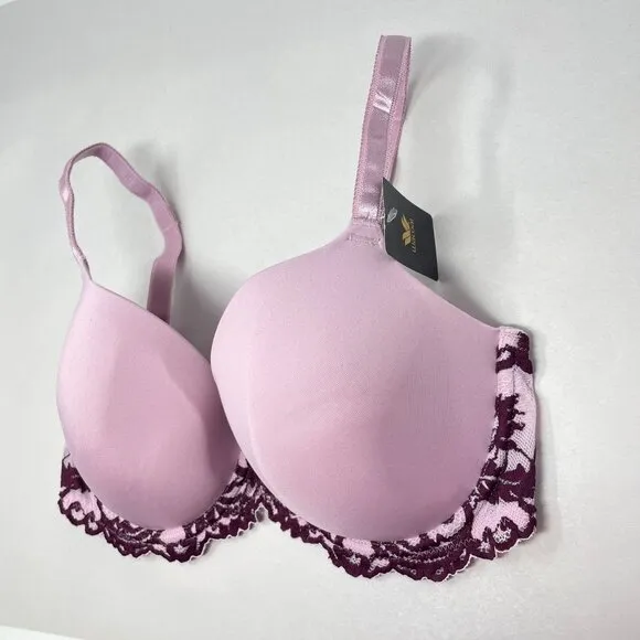 Wacoal Instant Icon T-Shirt Bra Size 32DDD Purple Lace Detail 853322