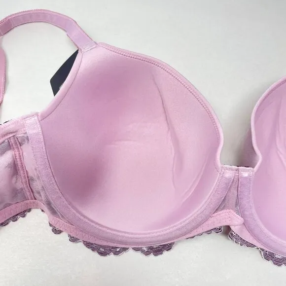 Wacoal Instant Icon T-Shirt Bra Size 32DDD Purple Lace Detail 853322