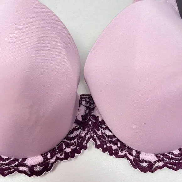 Wacoal Instant Icon T-Shirt Bra Size 32DDD Purple Lace Detail 853322