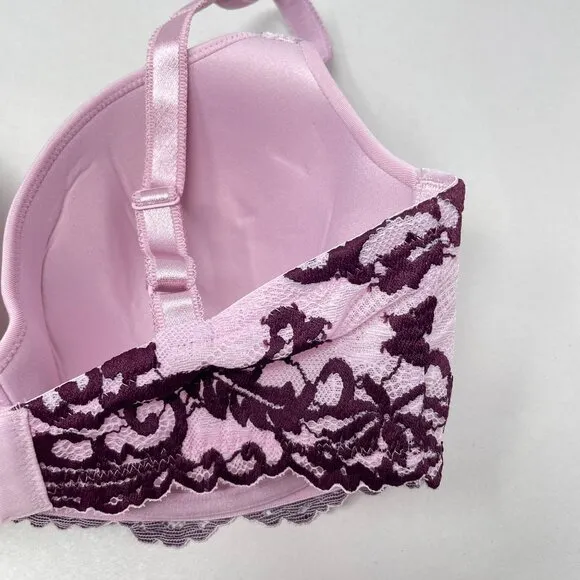 Wacoal Instant Icon T-Shirt Bra Size 32DDD Purple Lace Detail 853322
