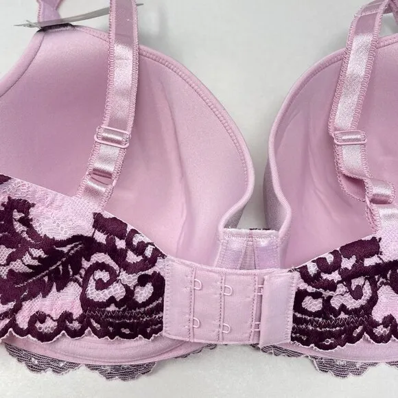 Wacoal Instant Icon T-Shirt Bra Size 32DDD Purple Lace Detail 853322
