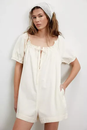 We The Free Daisy Denim Babydoll Romper Vanilla