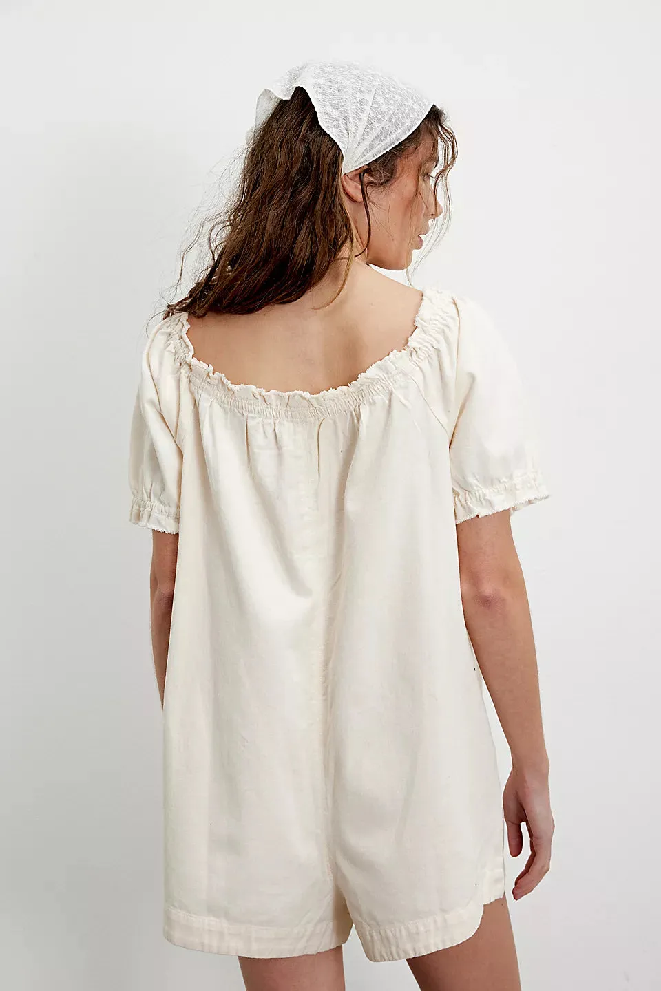 We The Free Daisy Denim Babydoll Romper Vanilla