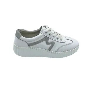White with silver trim sneaker