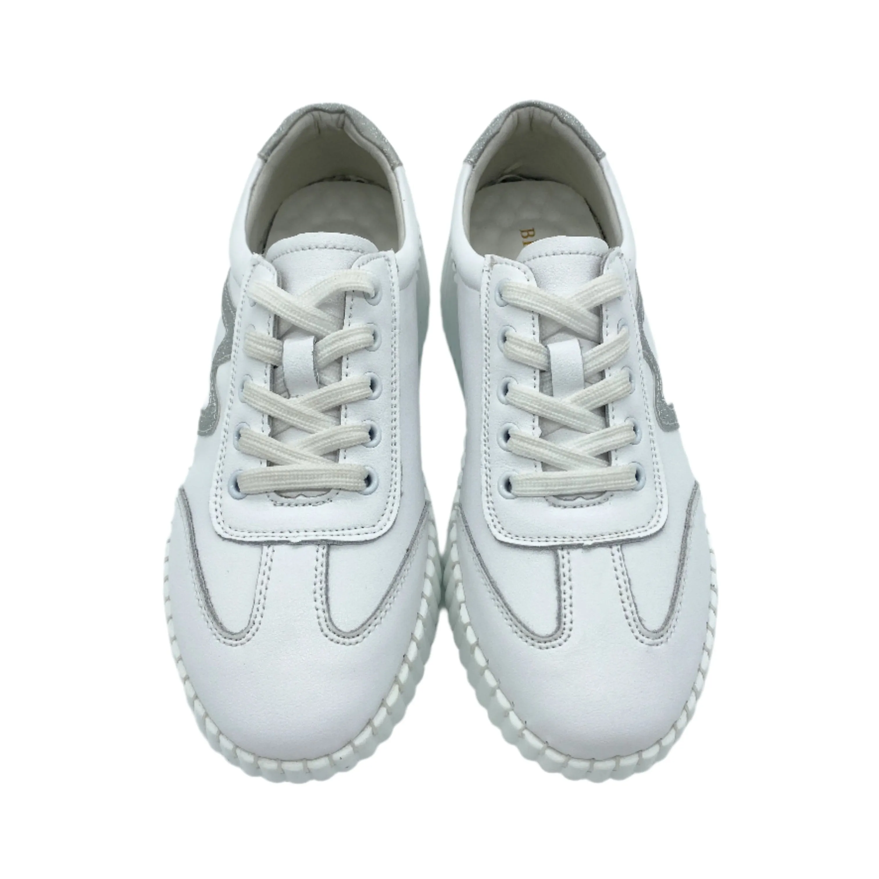 White with silver trim sneaker