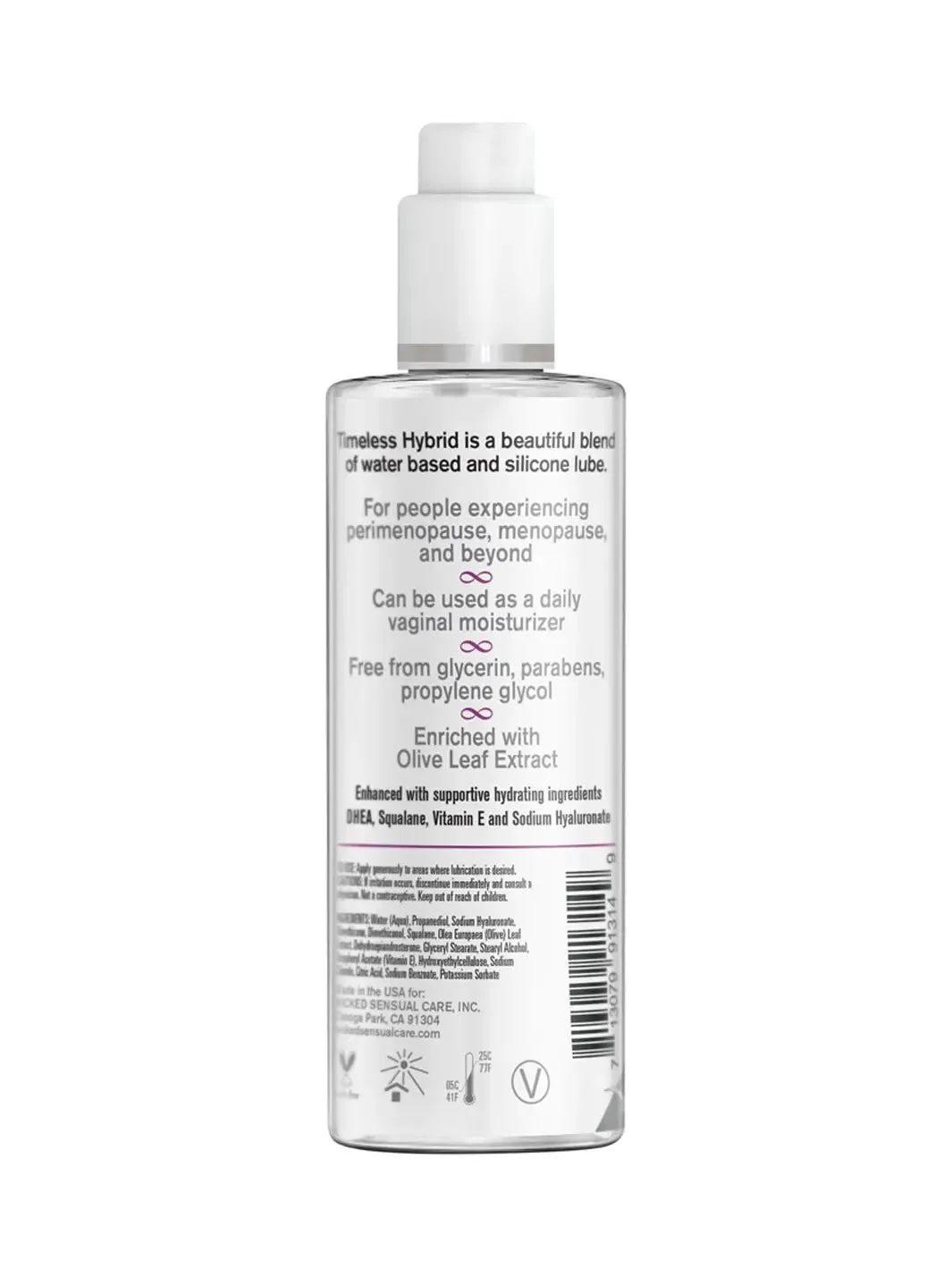 Wicked Simply Timeless PH Balanced With Vitamin E & Olive Leaf Hybrid Lubricant