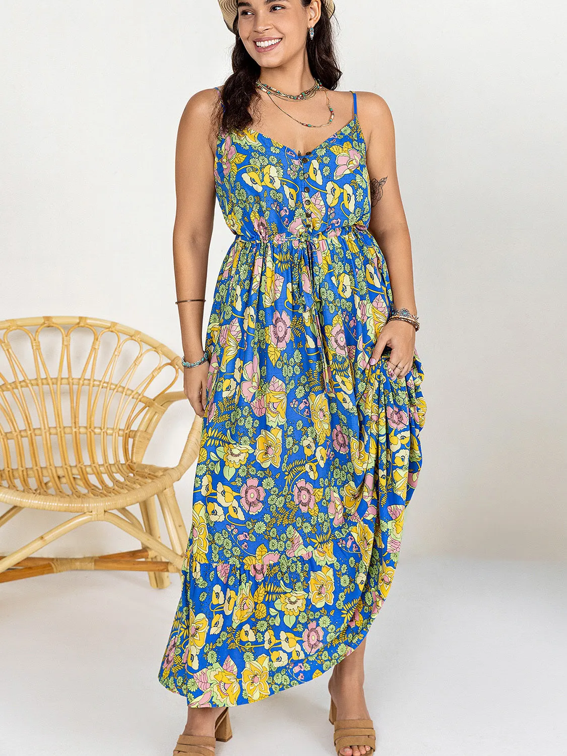 Wildflower Waltz Ruffle Maxi Dress – Plus Size