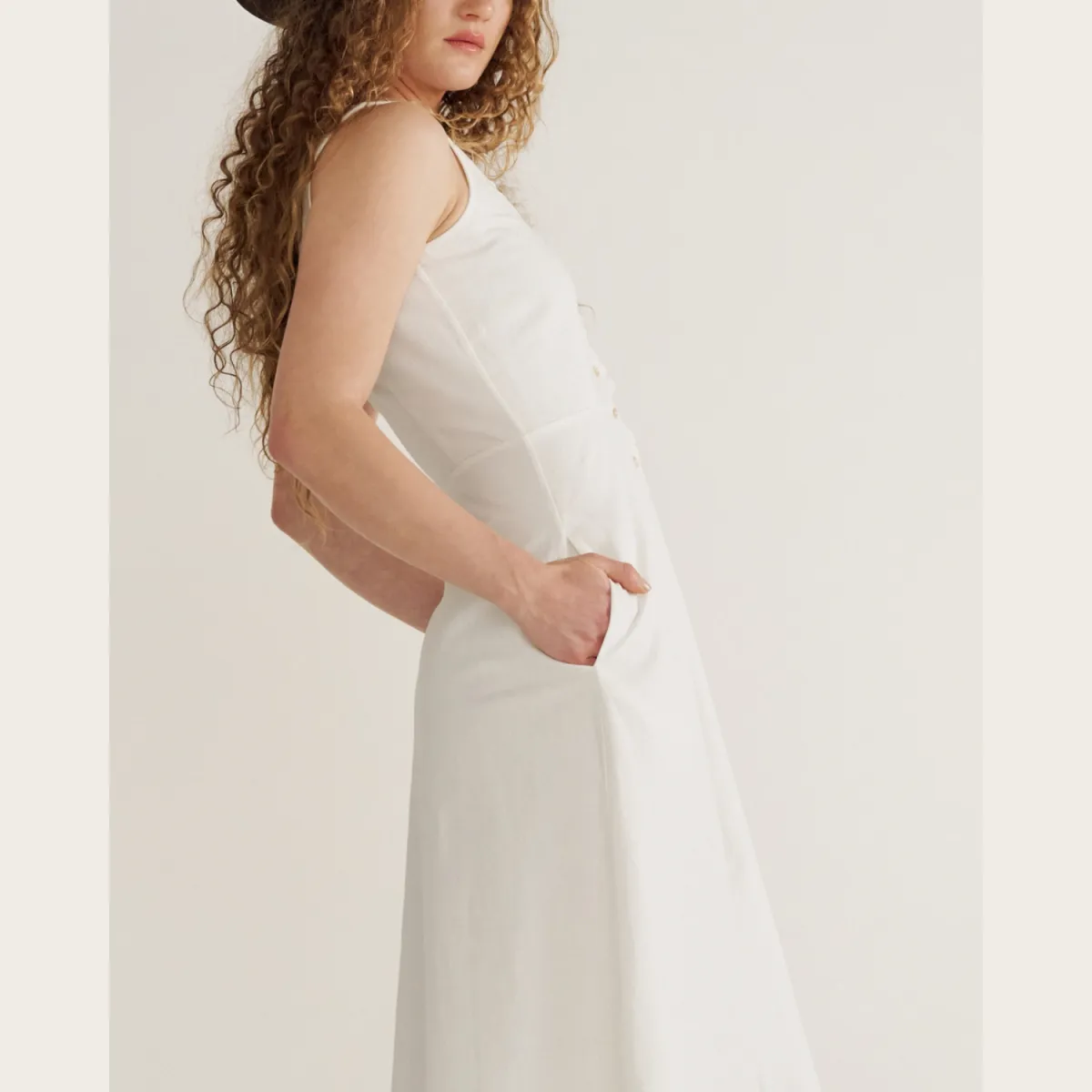 Women's Eyelet Linen Midi Dress