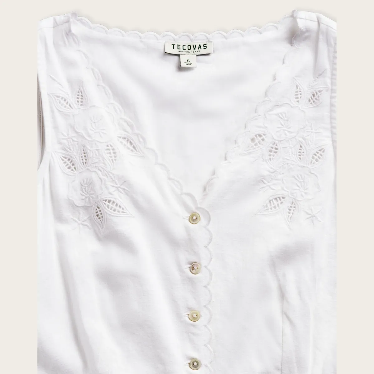 Women's Eyelet Linen Midi Dress