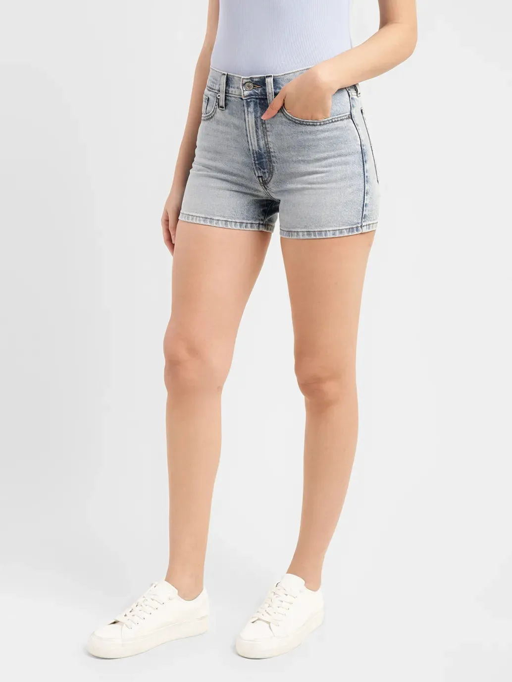 Women's High Rise Blue Regular Fit Denim Shorts