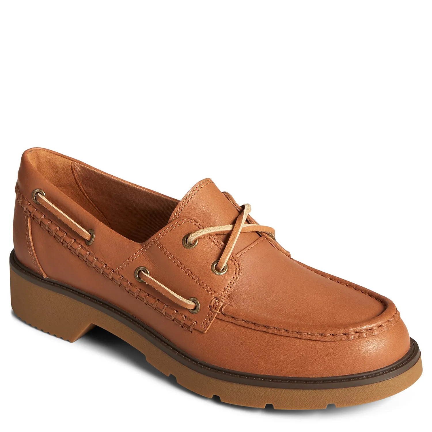 Women's Wells Boat Shoes Topsider - Tan (STS89454)