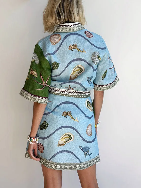 Xenia | Unique Deep Sea Floral Print Mini Dress